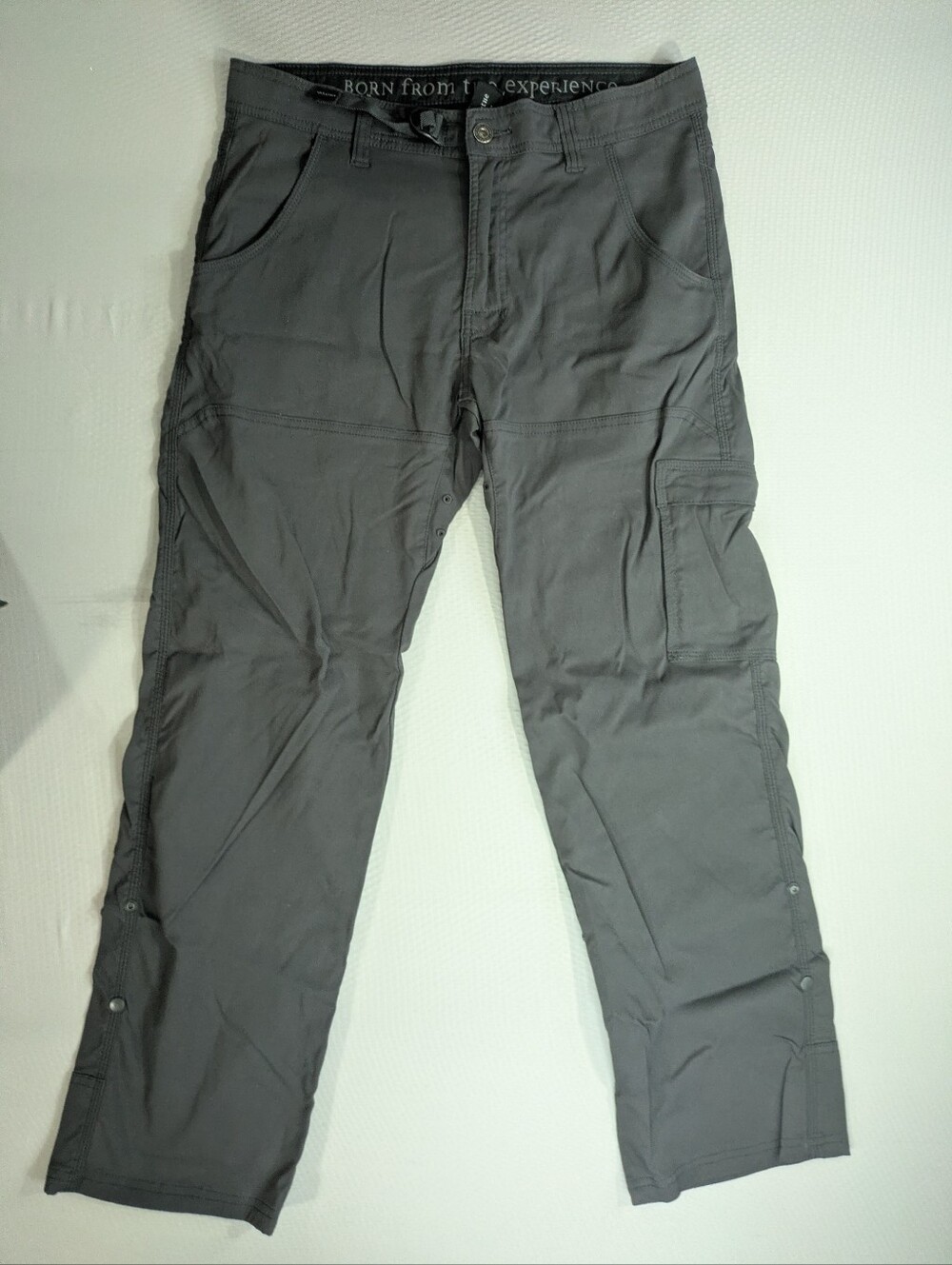 PrAna Zion Mens 32x30 Belted Gray Stretch Cargo Hiking Camping Pants
